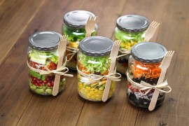 Homemade Salads manuka honey, spinach salad, mason jar