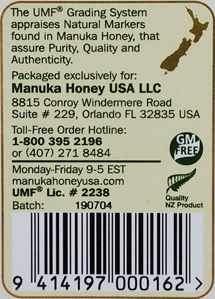 Manuka Honey USA Packaging Panel